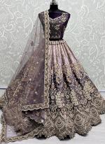 Velvet Purple Bridal Wear Embroidery Work Lehenga Choli